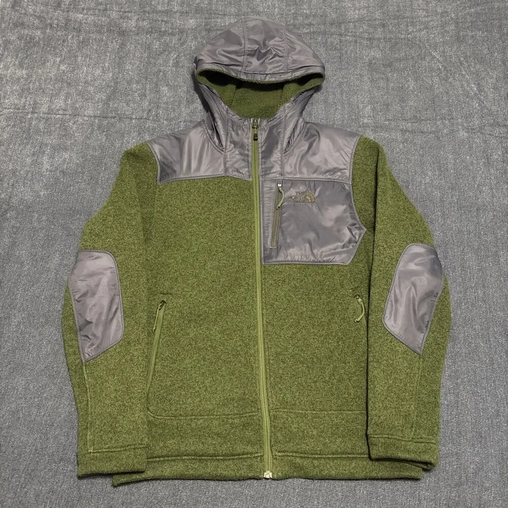 THE NORTH FACE Hoodie Size Medium Green Mens Full Zip Sweatshirt